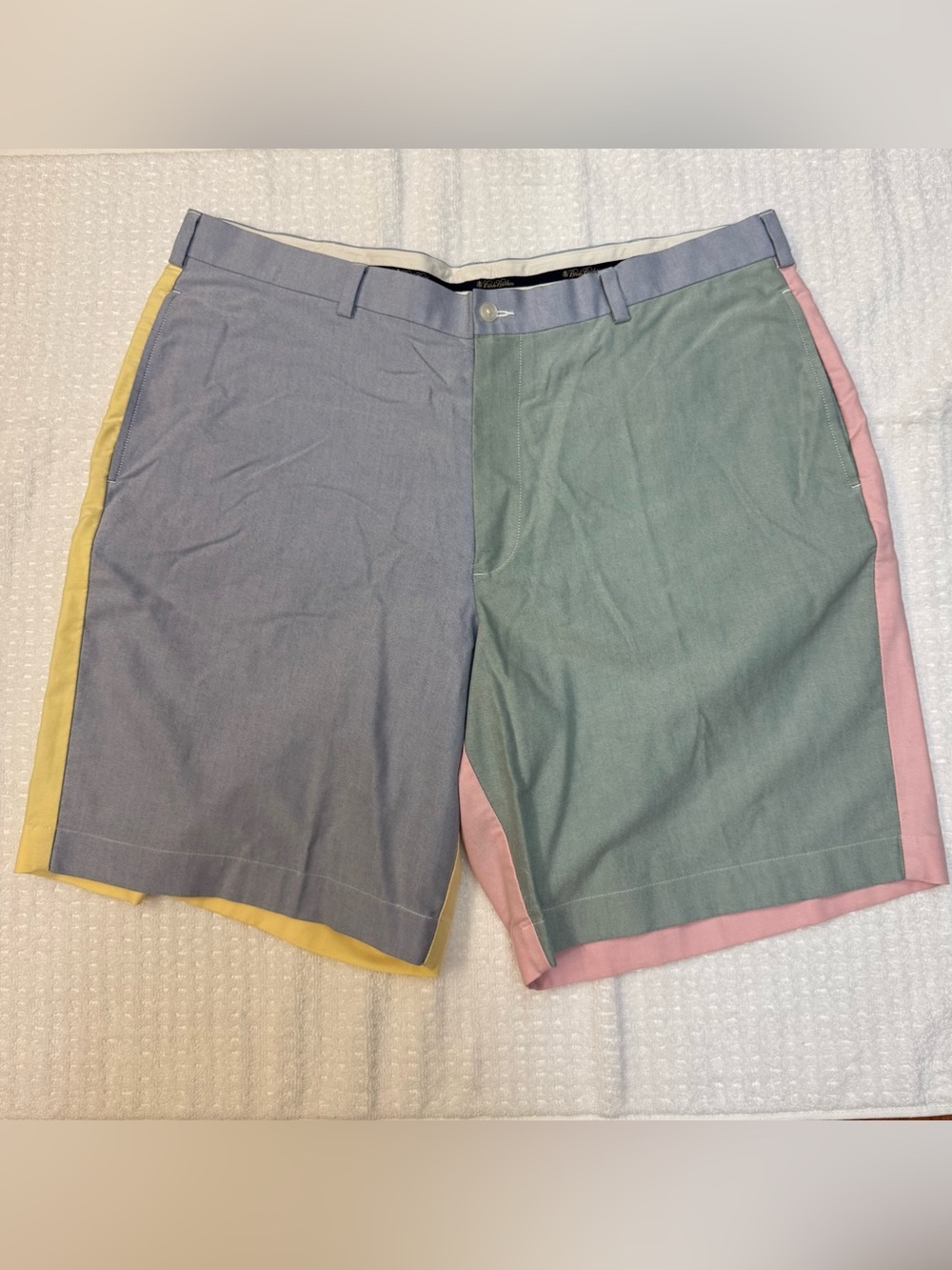 Brooks Brothers Colorblock Flat Front Shorts in Blue, Green, Pink & Yellow